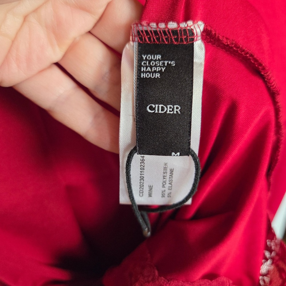 NWOT Cider Wine Red Lace Cut Out Maxi Slip Dress V-Neck Adjustable Straps - Picture 7 of 12